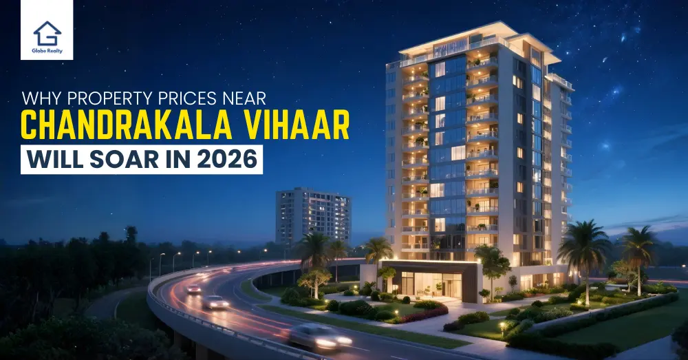 Modern high-rise residential building showing future growth and increasing property prices near Chandrakala Vihaar in 2026, Ajmer real estate market.